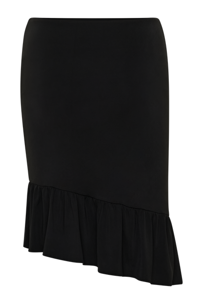 Polina Ruffle Midi Skirt - Black