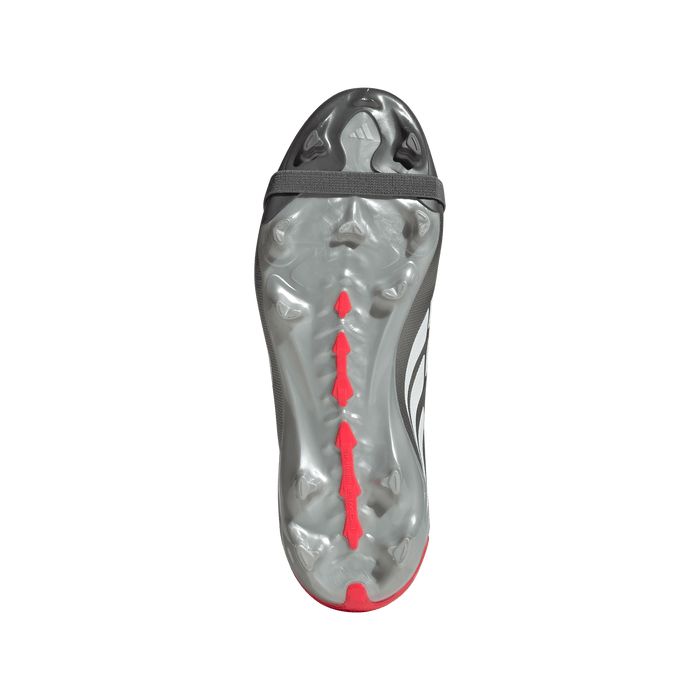 adidas Predator League Fold-Over Tongue Firm Ground Soccer Cleats | Iron Metallic / Zero Metalic / Lucid Red | Kid's