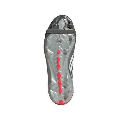 adidas Predator League Fold-Over Tongue Firm Ground Soccer Cleats | Iron Metallic / Zero Metalic / Lucid Red | Kid's