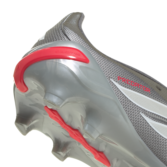 adidas Predator League Fold-Over Tongue Firm Ground Soccer Cleats | Iron Metallic / Zero Metalic / Lucid Red | Kid's