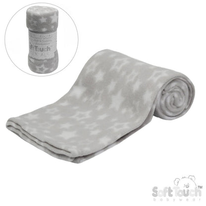 PRINTED GREY BABY FLEECE WRAP (PK12) FBP10-G