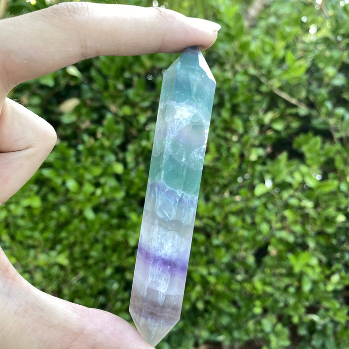 Rainbow Fluorite Wand Single Point Double Terminated - Locco Decor