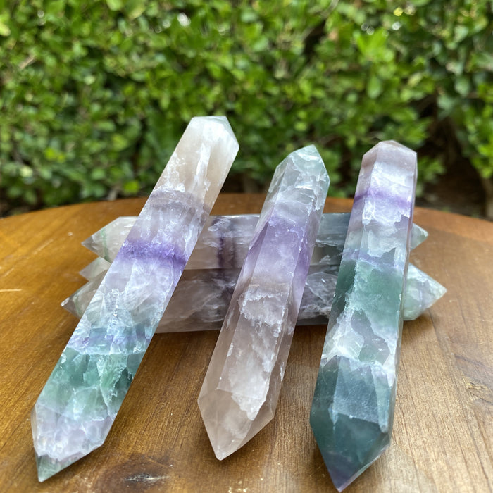 Rainbow Fluorite Wand Single Point Double Terminated - Locco Decor