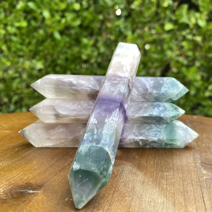 Rainbow Fluorite Wand Single Point Double Terminated - Locco Decor