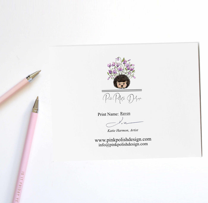 PinkPolish Design Note Cards "Raven" Handmade Notecard