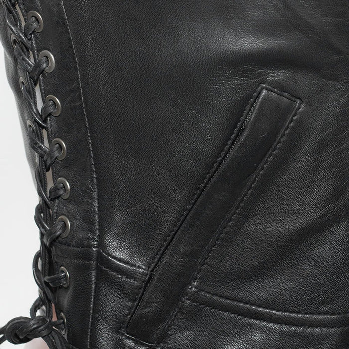 Raven Women's Motorcycle Leather Vest Fil542GGD