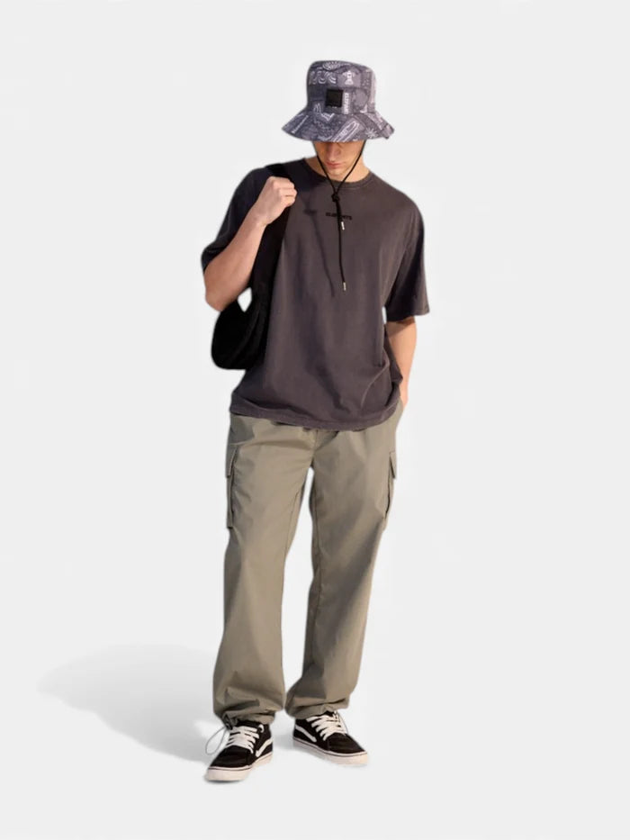Remera Elepants Over Brand Acid Wash Gris Topo