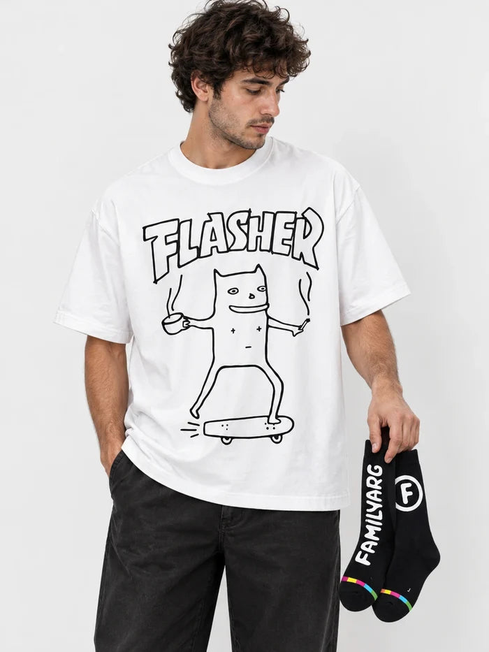 Remera Familyarg Flasher Supersized  Blanco + Medias Crew Negro — vista principal
