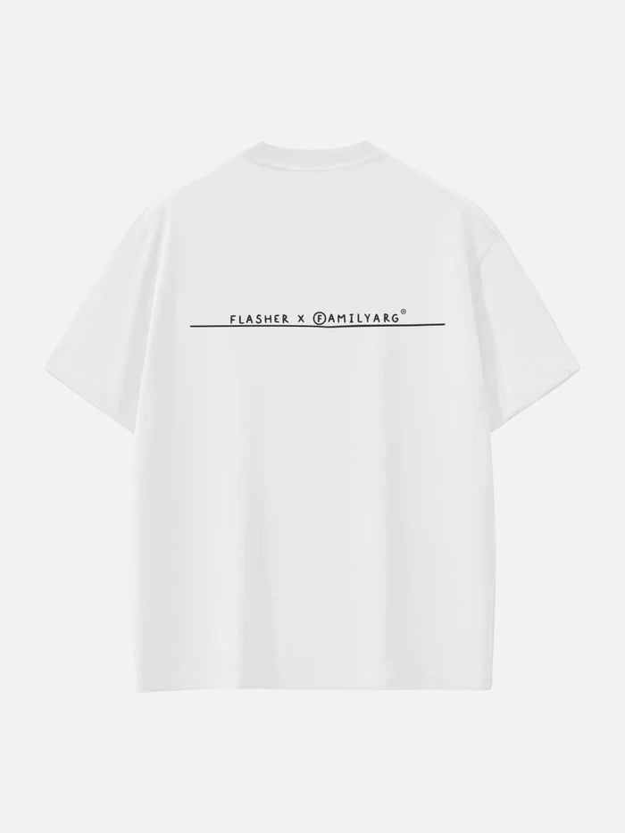 Remera Familyarg Flasher Supersized  Blanco + Medias Crew Negro