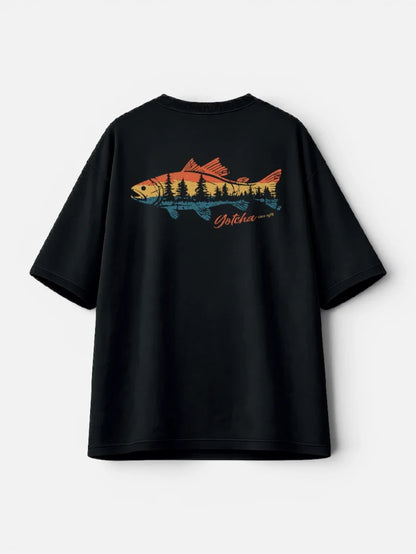 Remera Gotcha Big Fish Oversize Negro