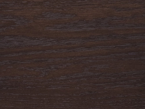 The Sable on Oak Sample by James+James features a dark brown oak surface with matte sheen, showcasing natural lines and variations, and a smooth, versatile finish typical of stained wood.