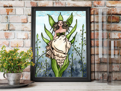 PinkPolish Design Art Prints "Shell Siren"  Watercolor Painting: Art Print
