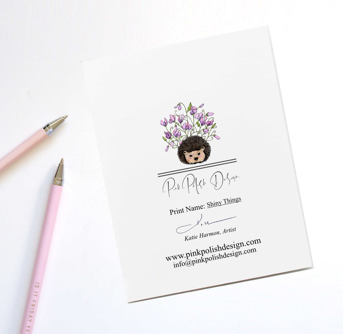 PinkPolish Design Note Cards "Shiny Things" Handmade Notecard