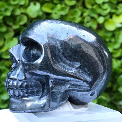 Silver Iron Ore Skull