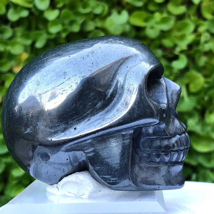 Silver Iron Ore Skull