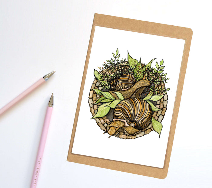 PinkPolish Design Notebook "Snail Garden" Notebook / Sketchbook / Journal