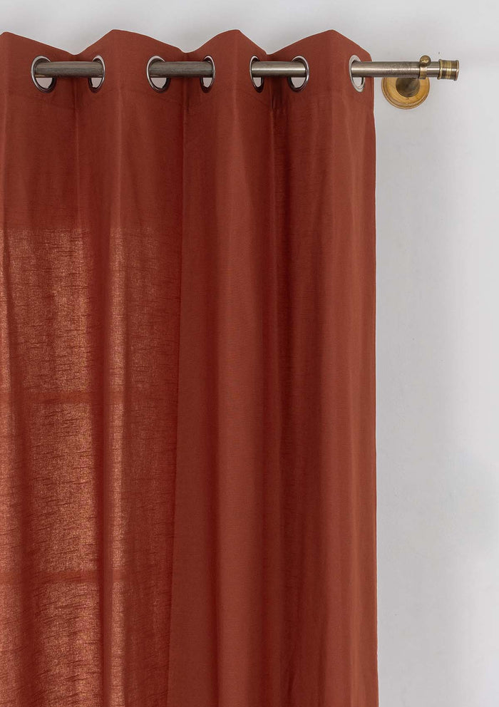Solid Brick Red 100% cotton plain curtain for bedroom - Room darkening - Single Piece