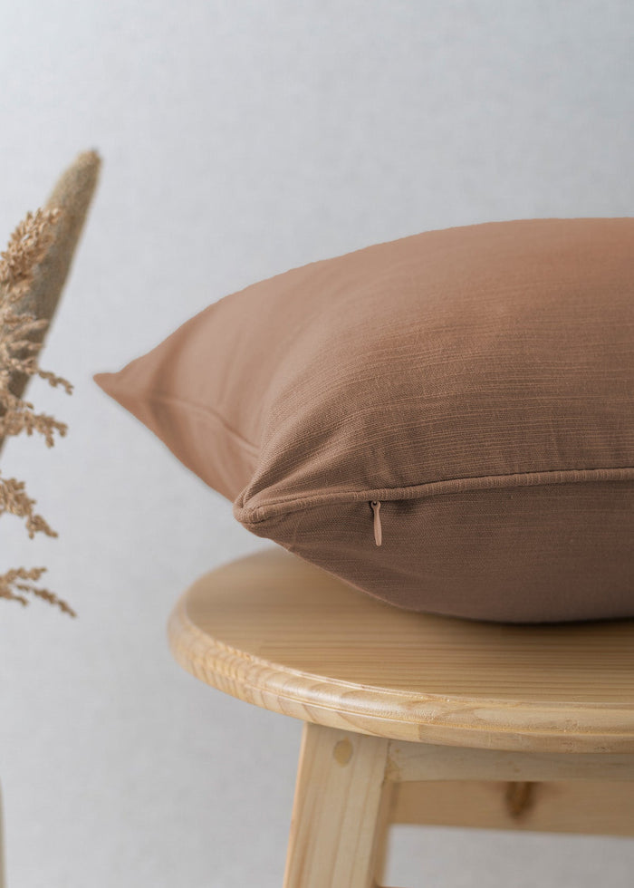 Solid chocolate brown 100% cotton plain cushion cover for sofa