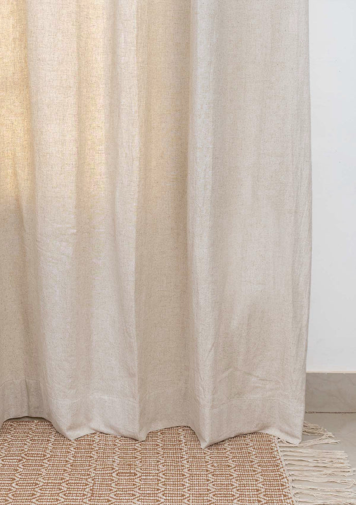 Solid linen Fabric - Beige