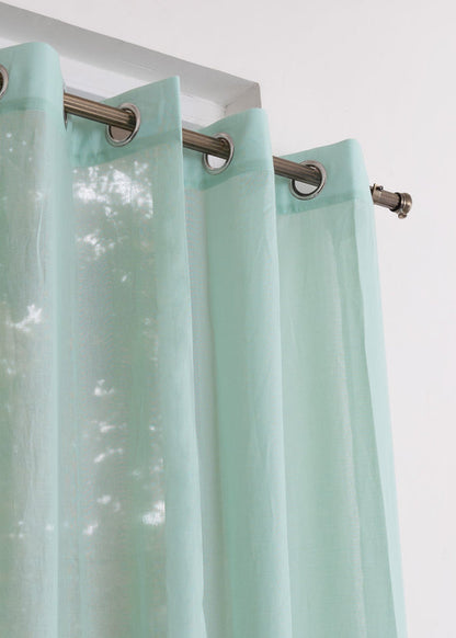 Solid Nile Blue sheer 100% cotton plain curtain for Living room & bedroom - Light filtering - Single Piece