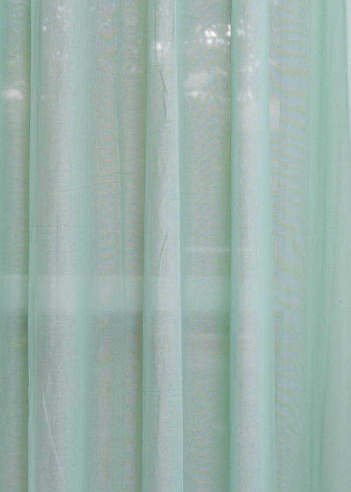 Solid Nile Blue sheer 100% cotton plain curtain for Living room & bedroom - Light filtering - Single Piece