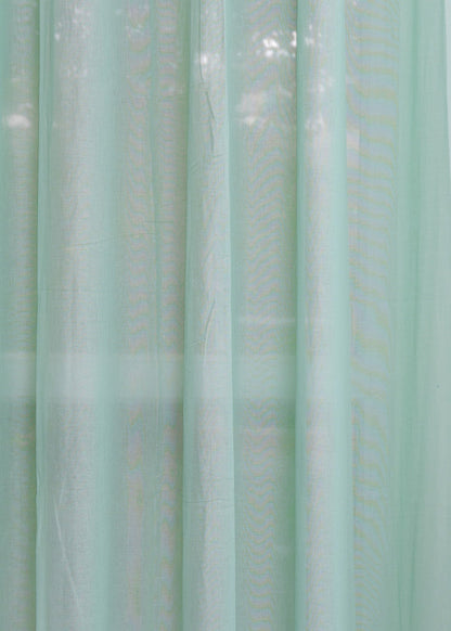 Solid Nile Blue sheer 100% cotton plain curtain for Living room & bedroom - Light filtering - Single Piece
