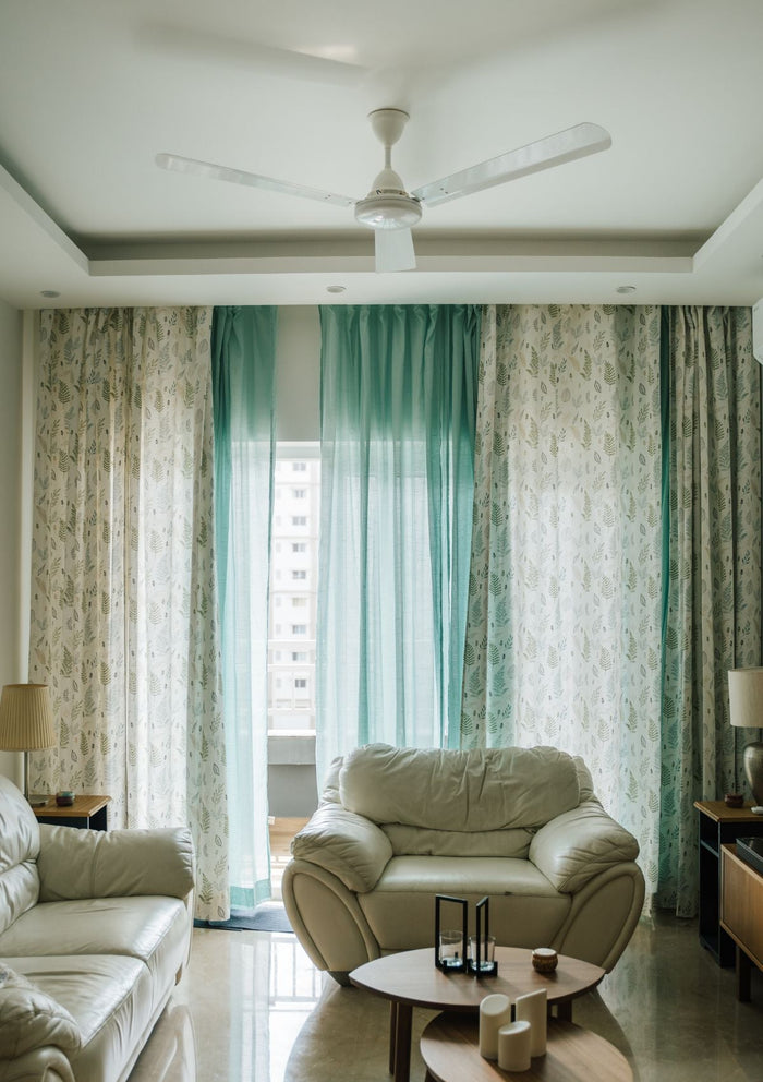Solid Nile Blue sheer 100% cotton plain curtain for Living room & bedroom - Light filtering - Single Piece