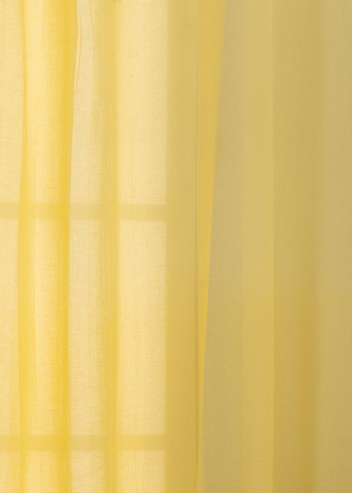 Solid Pale Yellow sheer 100% cotton plain curtain for Living room & bedroom - Light filtering - Single Piece