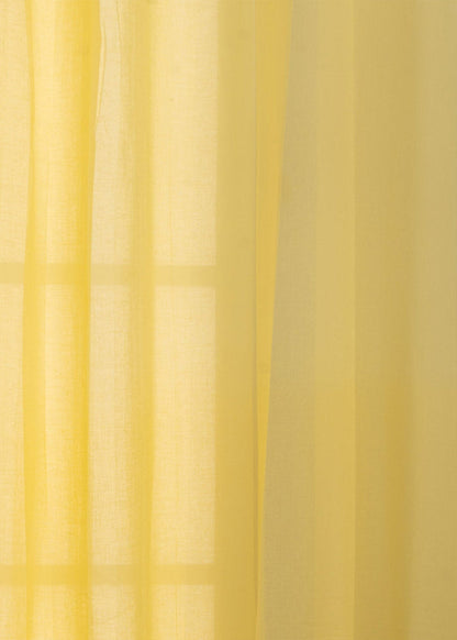 Solid Pale Yellow sheer 100% cotton plain curtain for Living room & bedroom - Light filtering - Single Piece