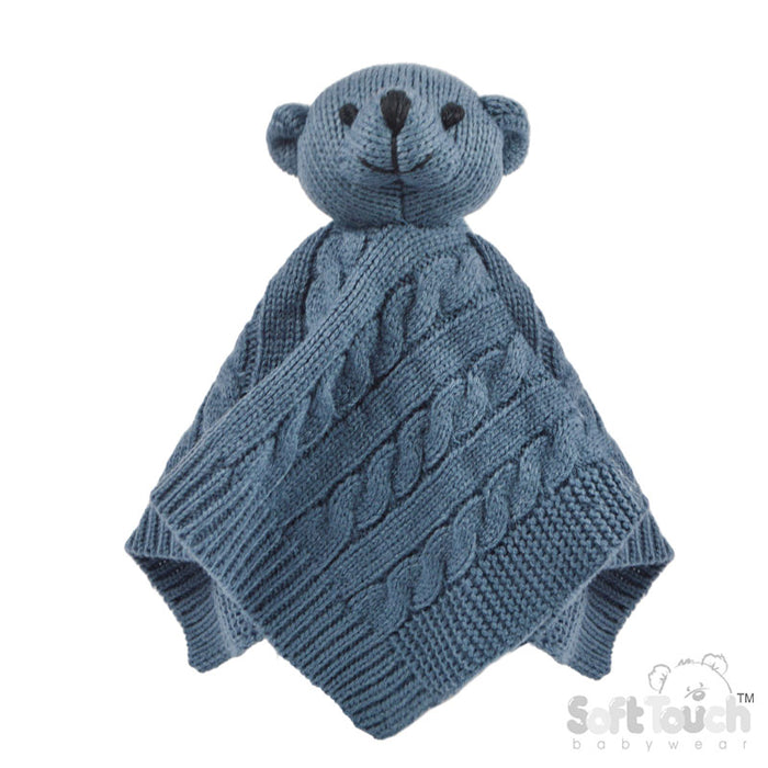 Steel Blue Cable Knit Elegance Bear Comforters (PK6) ACO12-SB