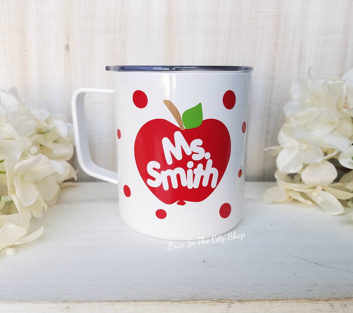 Teacher Apple Metal Mug - love-in-the-city-shop