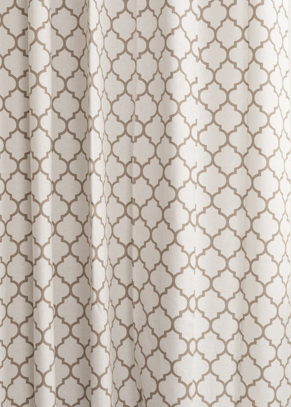 Trellis printed cotton Fabric - Walnut-Grey