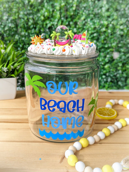 Vacation Beach House Cookie Jar / Candy Jar