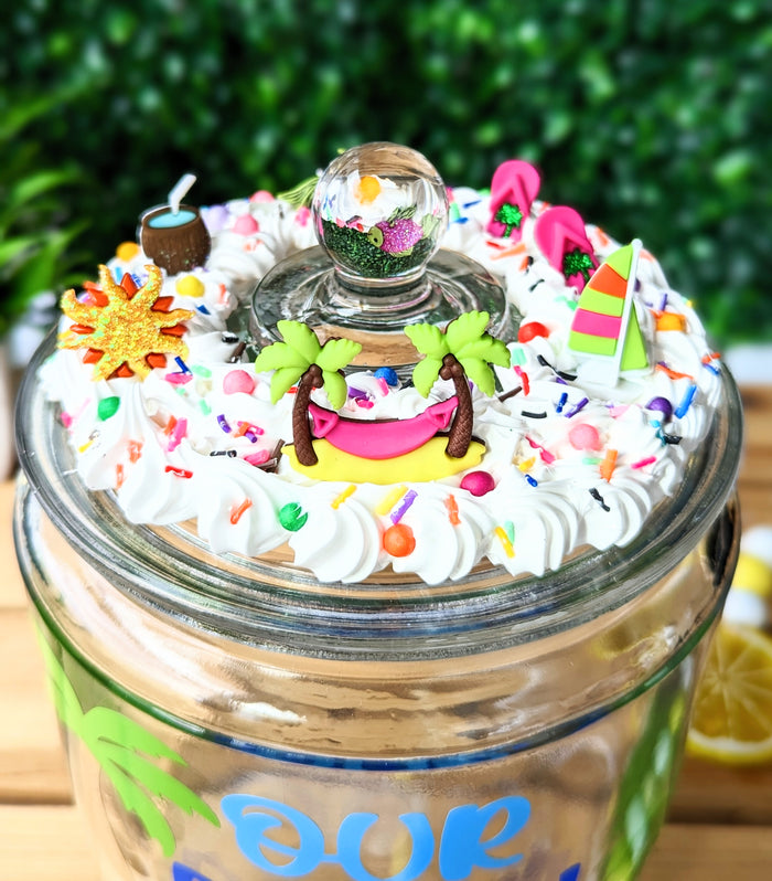 Vacation Beach House Cookie Jar / Candy Jar