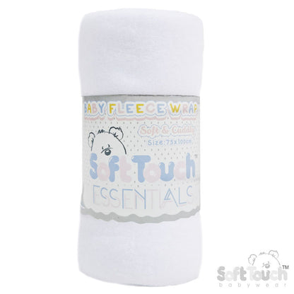 WHITE EMBOSSED FLEECE BABY WRAP (RP) (PK12) FBP05-W