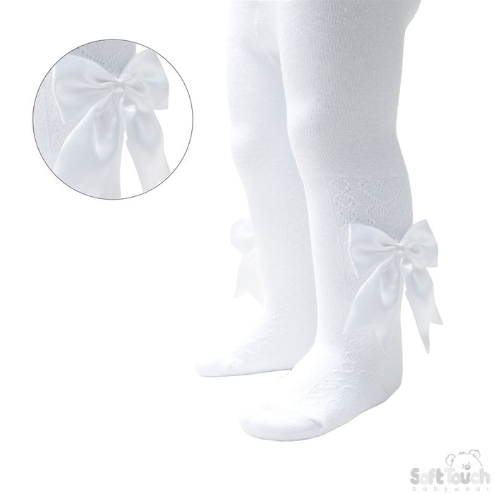 White Heart Tights With Long Bow (NB-24 Months) T122-W