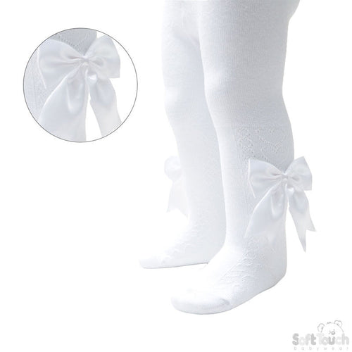 White Heart Tights With Long Bow (NB-24 Months) T122-W