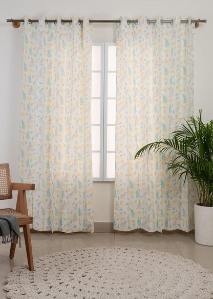 Winged Skies printed cotton Fabric - Yellow